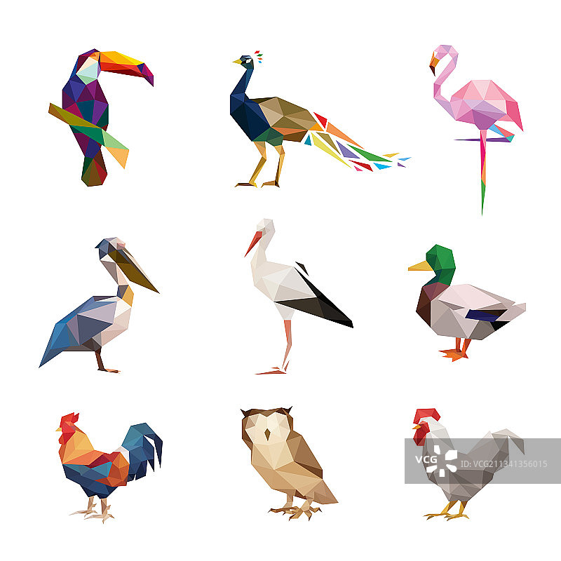 家禽低多边形图片素材