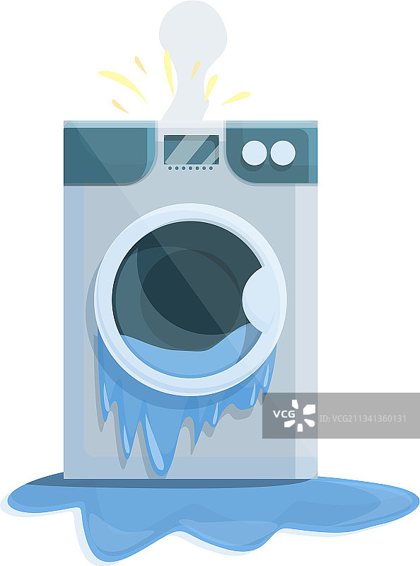 损坏的电动洗衣机卡通图标图片素材