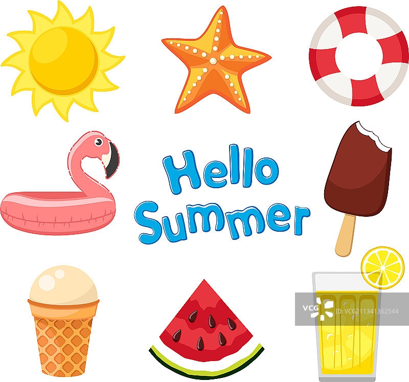 夏季物品：太阳和冰淇淋图片素材