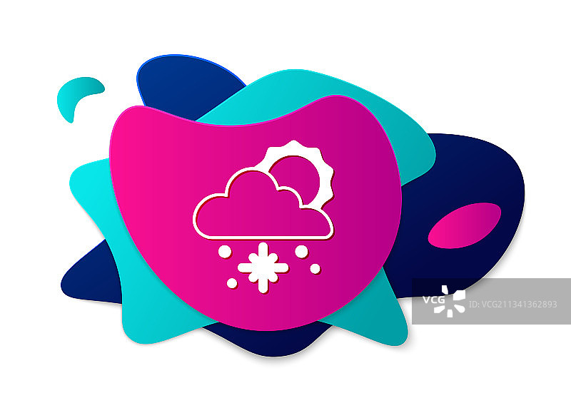 彩色雪和太阳云朵图标图片素材