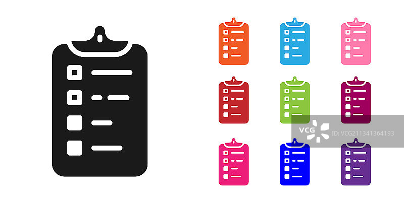 白色背景上的黑色购物清单图标图片素材