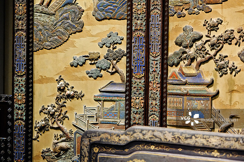 百宝嵌屏风图片素材