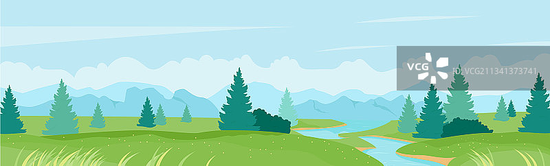 夏季河流宽广全景图片素材