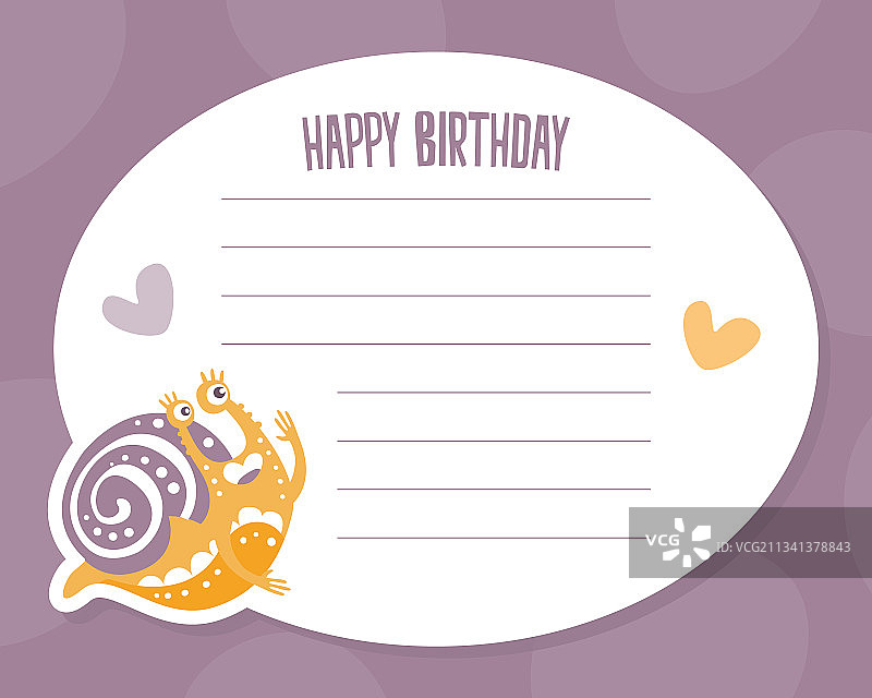 可爱蜗牛生日贺卡图片素材