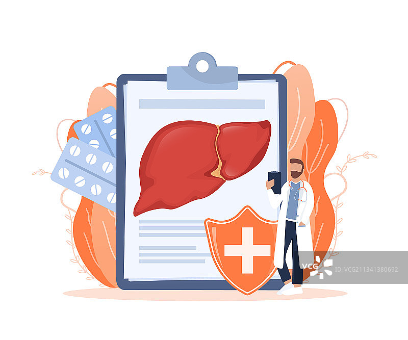 白色背景上的扁平风肝脏图片素材