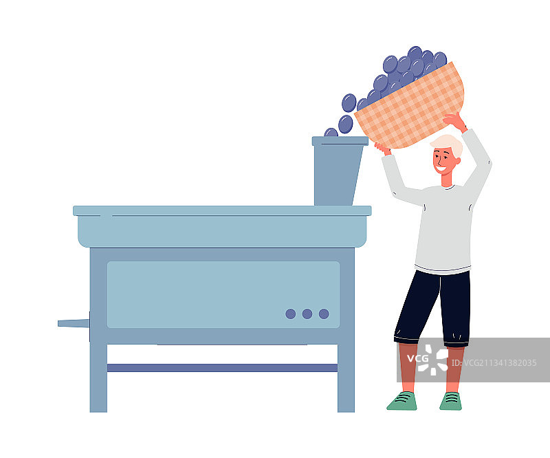 葡萄酒酿造生产——男农民操作机器灌装图片素材