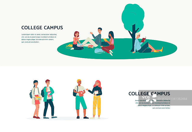 带有学习学生的大学校园宣传单图片素材