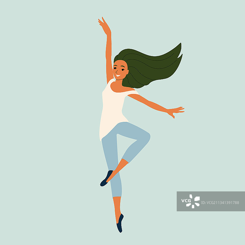 跳现代舞的年轻女孩图片素材
