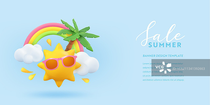 夏季促销3D banner设计图片素材