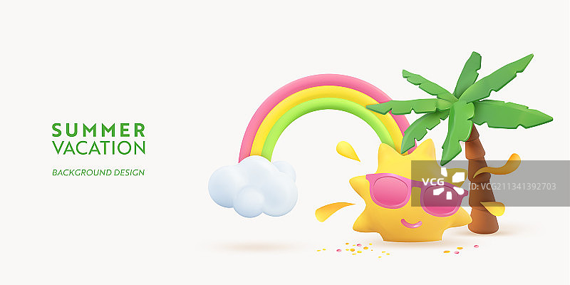 夏季3D banner设计，逼真渲染场景图片素材