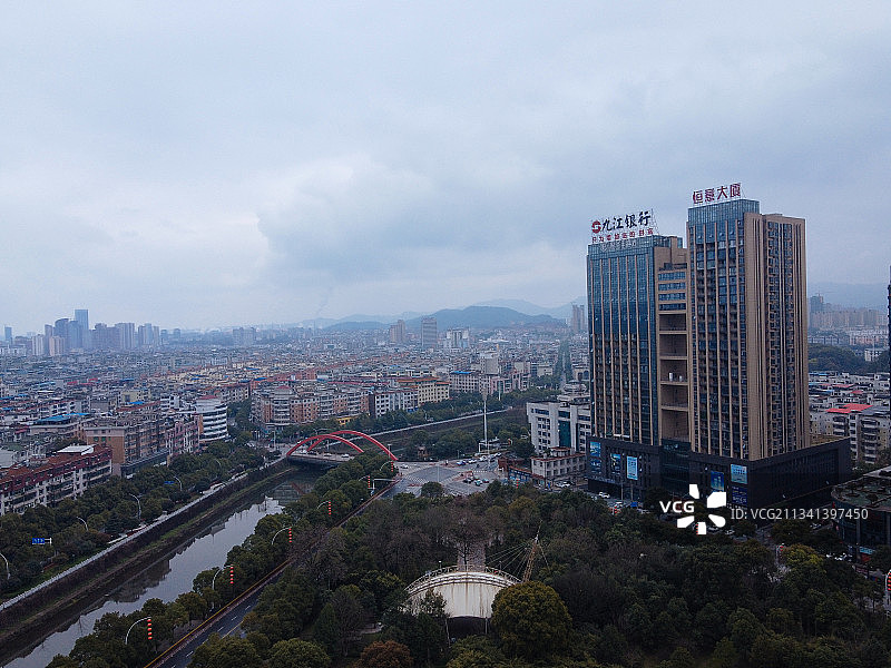 萍乡 玉湖公园  地标 航拍素材 江西省 萍乡市 城市 商业图片素材