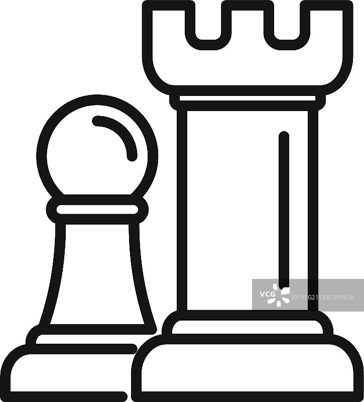 国际象棋游戏图标轮廓样式图片素材