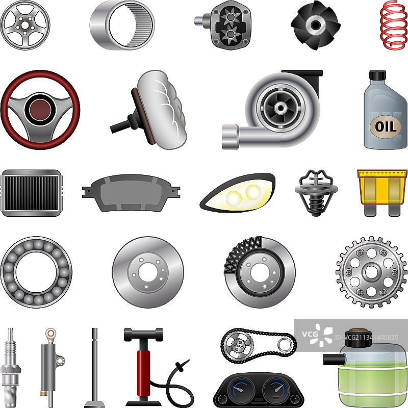 汽车零件图标卡通风格合集图片素材
