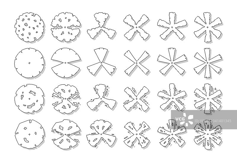 手绘树木顶视图图片素材