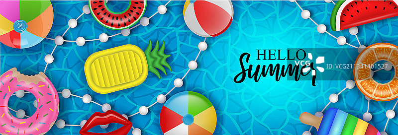 你好，夏天，充气玩具banner图片素材