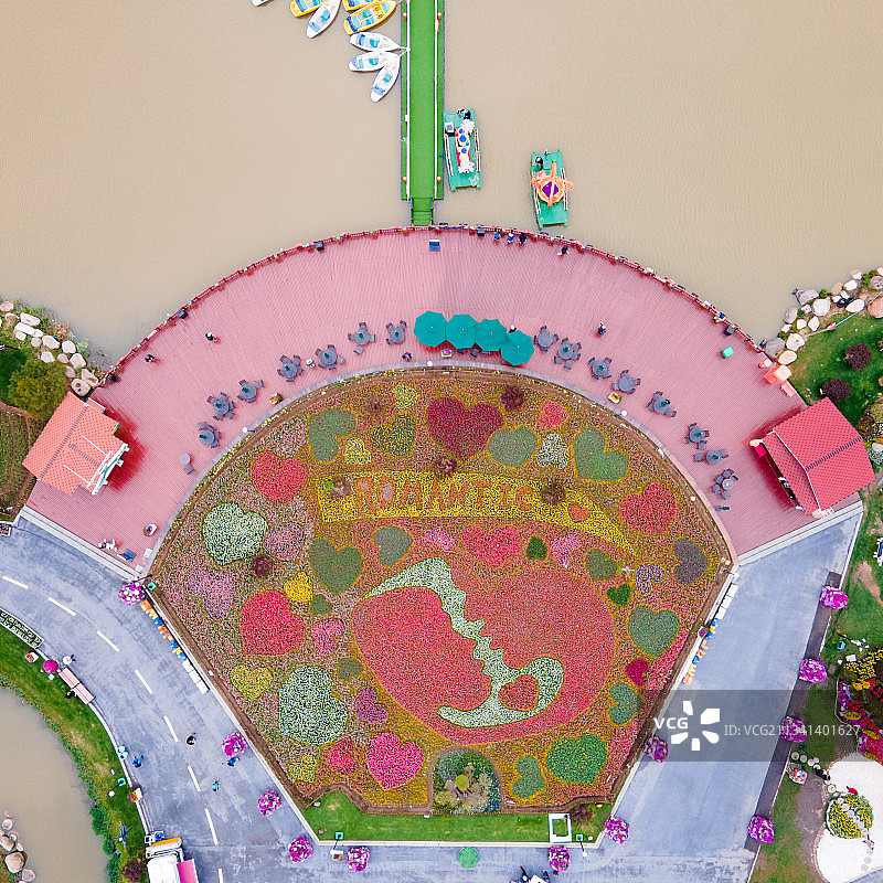 盐城 荷兰花海 花坛俯瞰图片素材