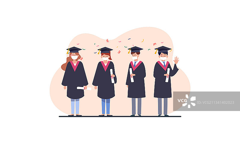 人物毕业生戴着医用口罩图片素材