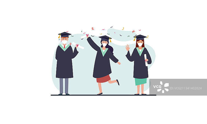 人物毕业生戴着医用口罩图片素材