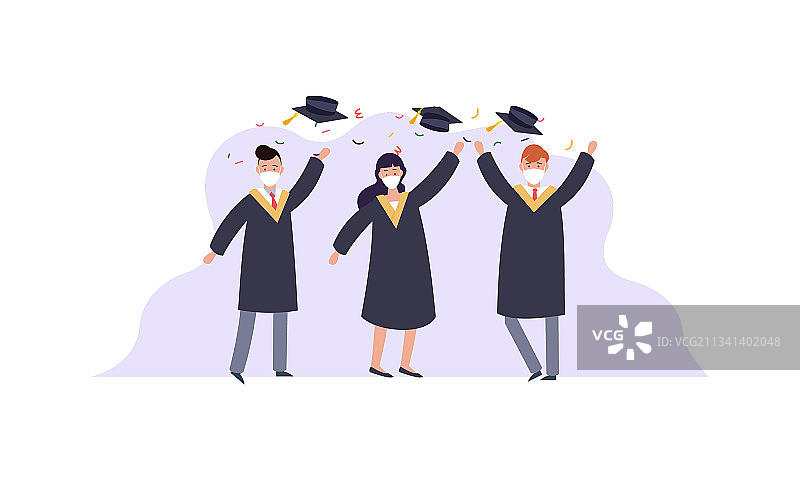 人物毕业生戴着医用口罩图片素材