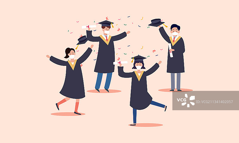 人物毕业生戴着医用口罩图片素材