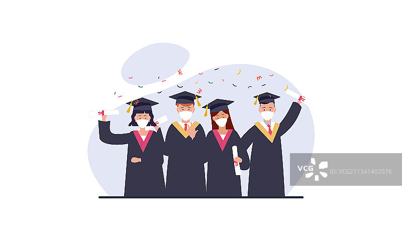 人物毕业生戴着医用口罩图片素材