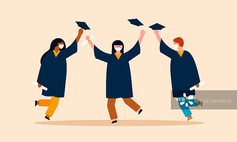 人物毕业生戴着医用口罩图片素材