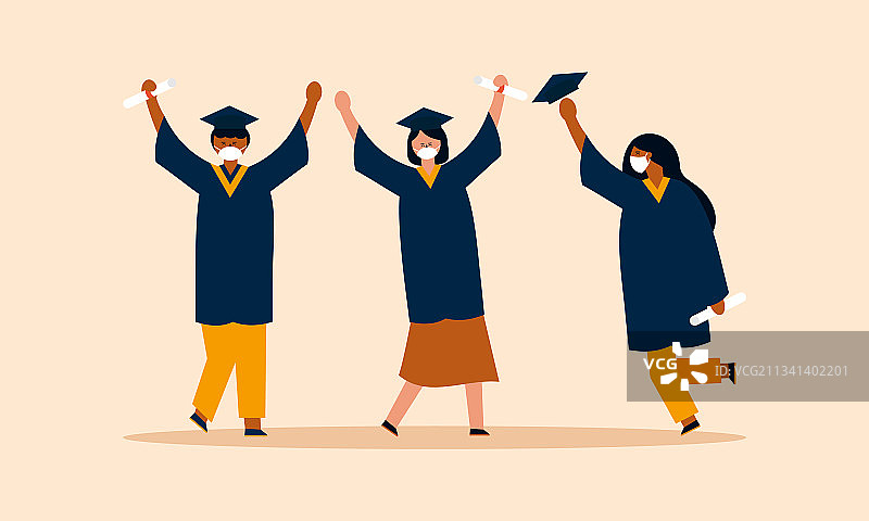 人物毕业生戴着医用口罩图片素材