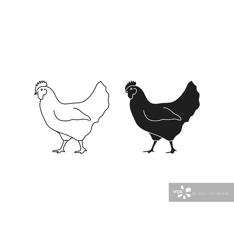 扁平风格的鸡图标图片素材