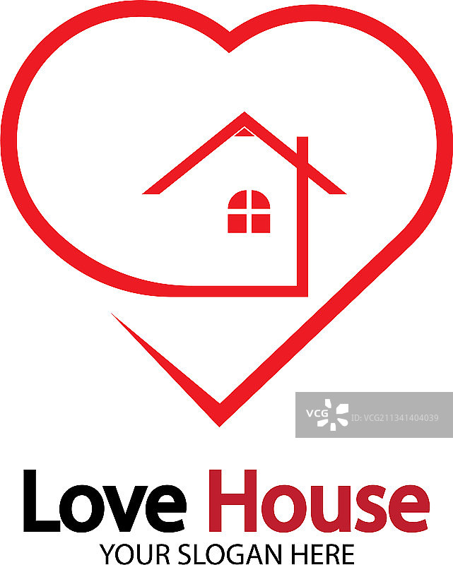 爱心家园标志爱心与房屋图标组合图片素材