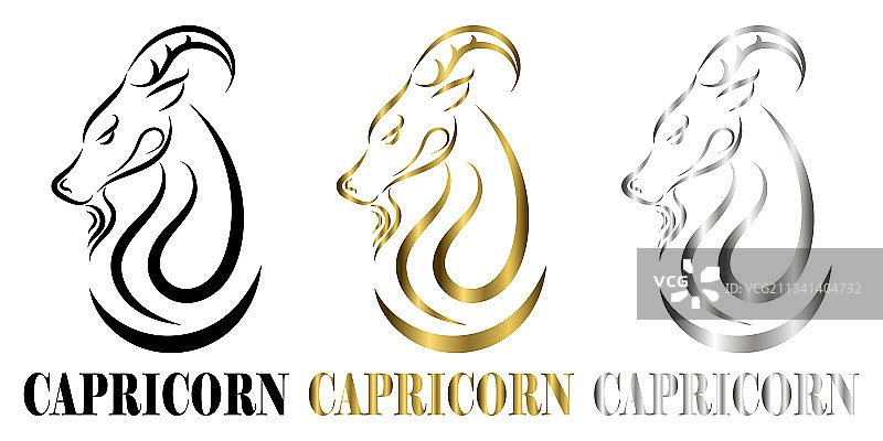 摩羯座山羊头线性logo图片素材