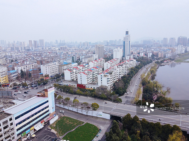 信阳 浉河区 地标 航拍素材 河南省 信阳市 城市 商业 风图片素材