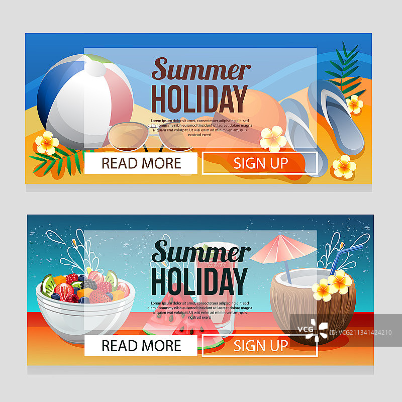 色彩鲜艳的夏日饮品banner图片素材