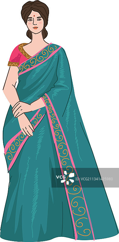 身穿纱丽民族服装的印度妇女图片素材