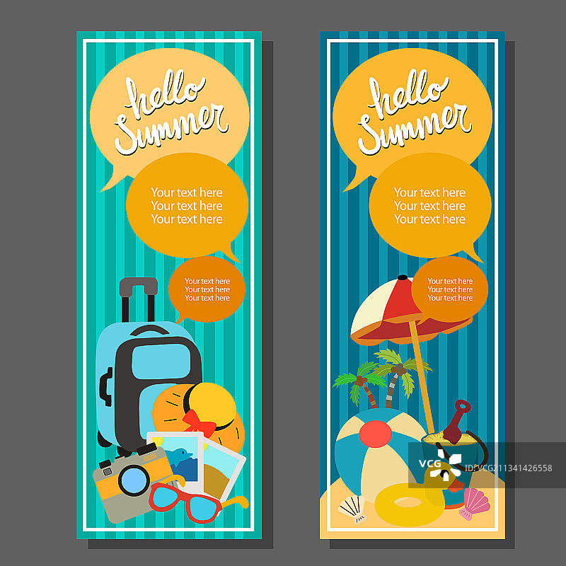 夏日竖版banner：旅行与游泳图片素材