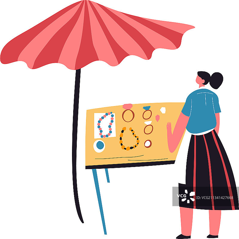 女人销售手工饰品图片素材