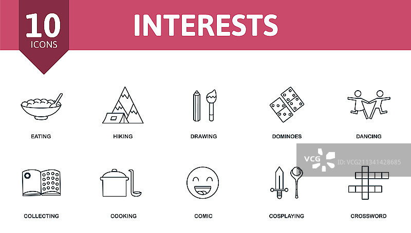 兴趣爱好图标集包含可编辑图标图片素材