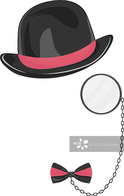 黑帽子眼镜单片眼镜领结图片素材