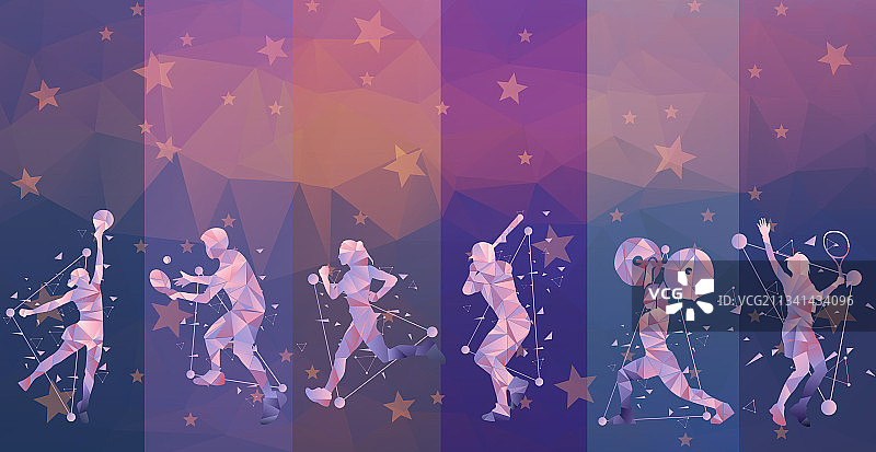 横版抽象背景运动人物项目矢粉紫矢量插画图片素材