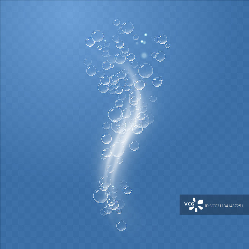 水中逼真的闪亮气泡图片素材