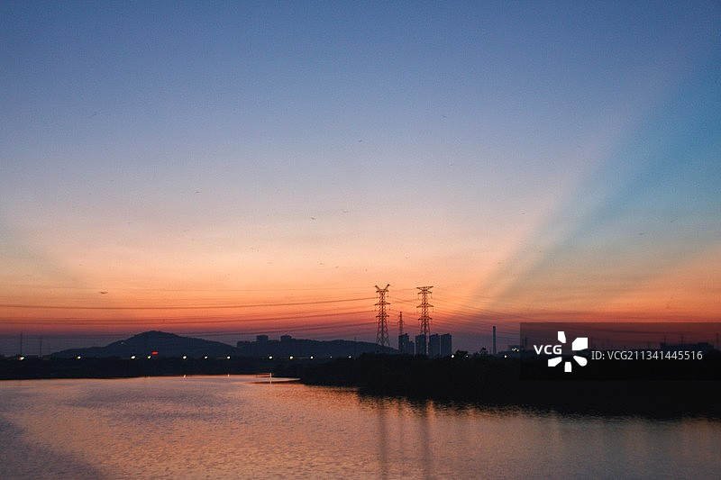 凤鸣湖日暮图片素材