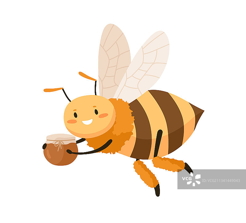 带着蜂蜜飞行的可爱蜜蜂图片素材