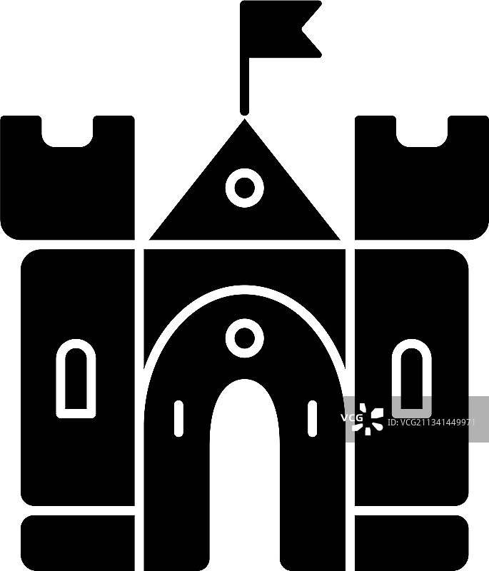 中世纪城堡黑色轮廓图标图片素材