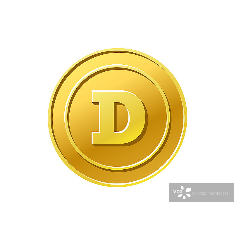 狗狗币加密货币金色硬币图标图片素材
