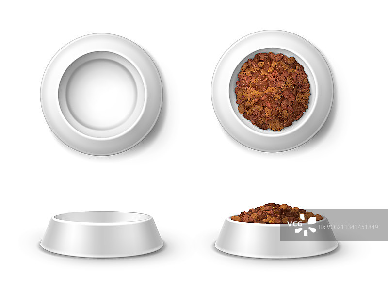 宠物食物碗盘逼真模型图片素材