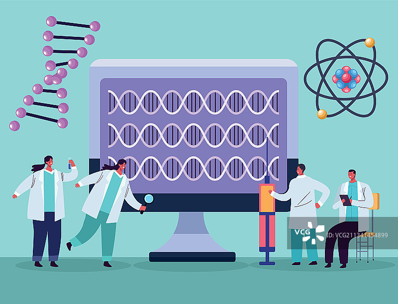 使用台式电脑进行基因测试图片素材