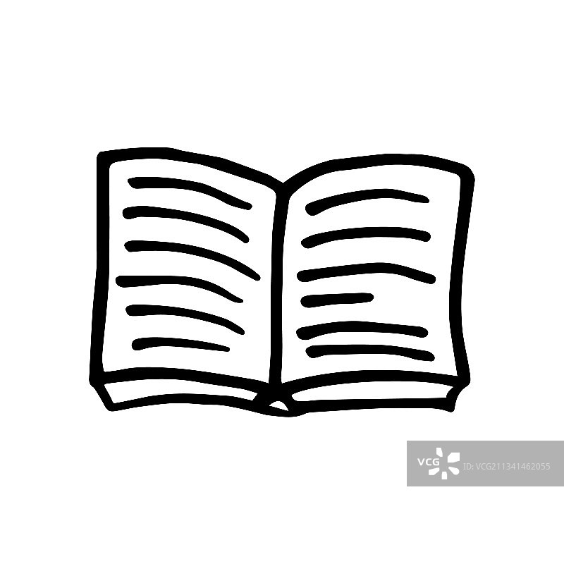 涂鸦风格的打开的书本教科书图片素材