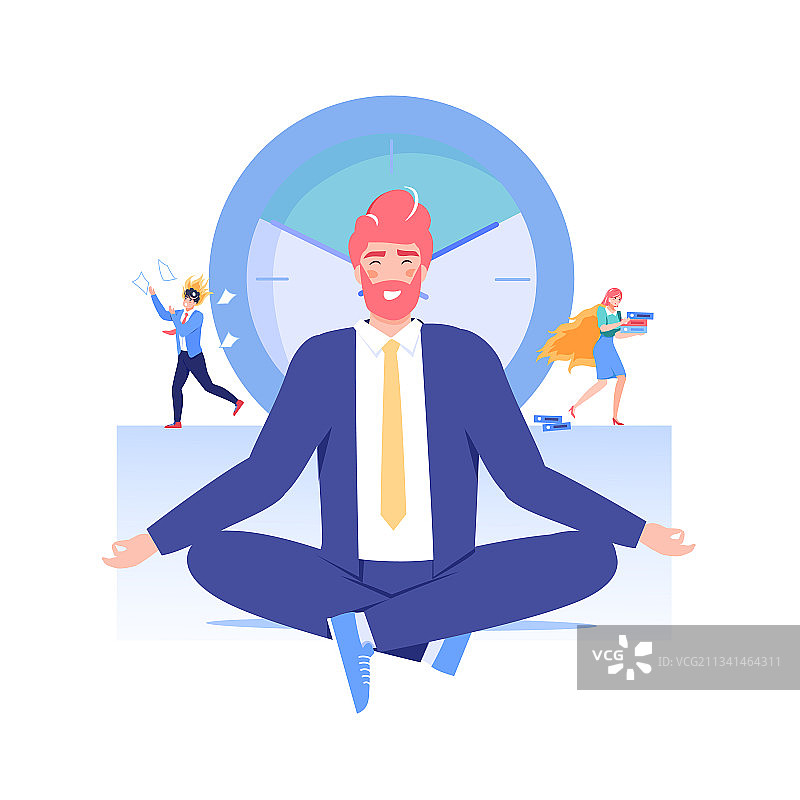 扁平卡通办公室人物成功喜悦图片素材