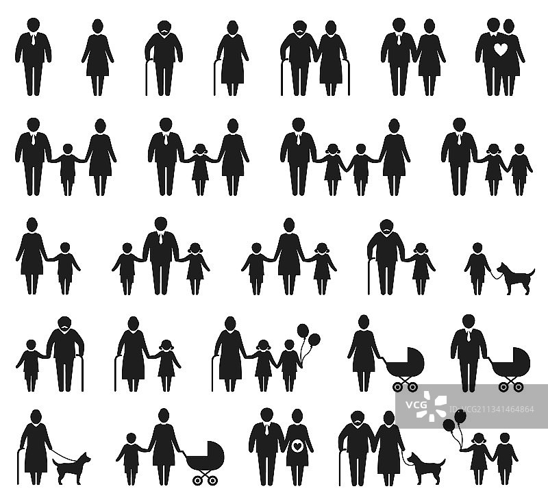 男人、孕妇和老人家庭图标图片素材