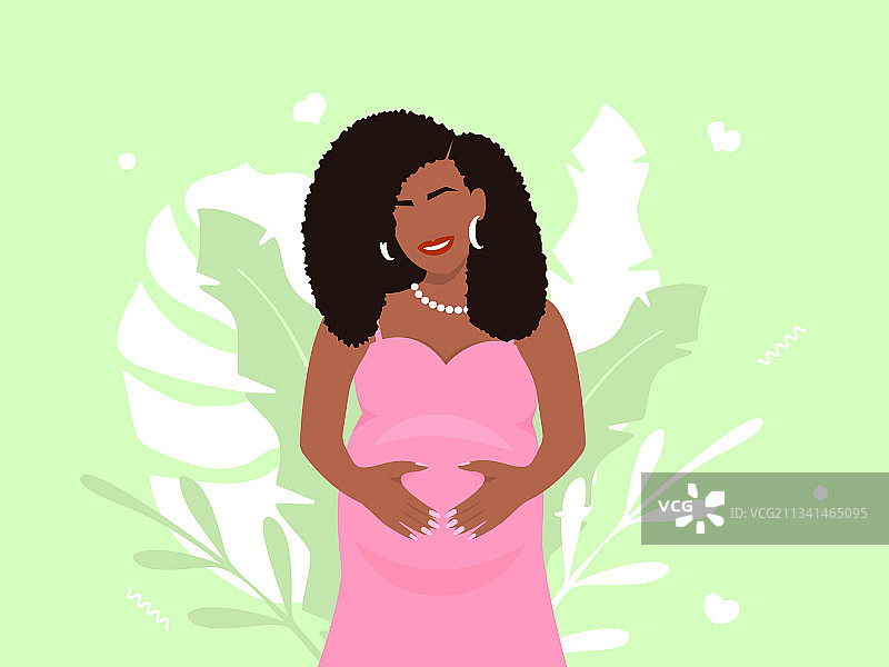 快乐美丽的非裔美国孕妇图片素材