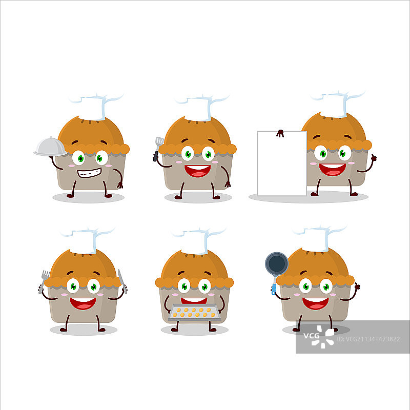 与厨师在一起的卡通人物肉馅饼图片素材